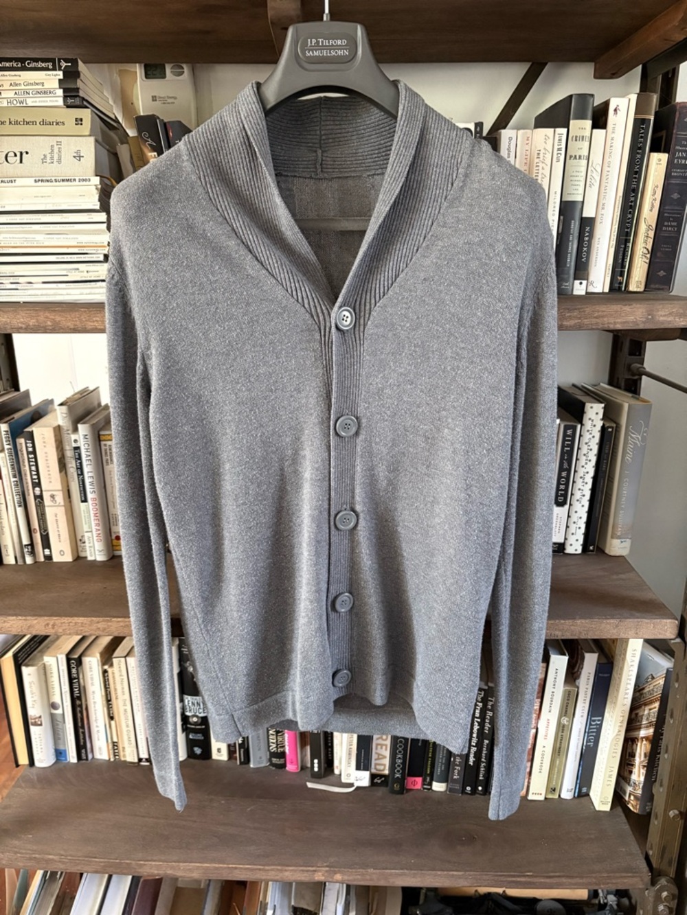 EUC Vintage Classic Grey Soft Cotton ModalShawl Neck Button Down Cardigan M